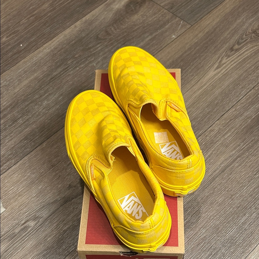 Vans Yellow Checkerboard Slip-On Sneakers